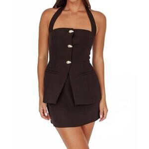 NEW ONE & ONLY halter top and skirt set in black